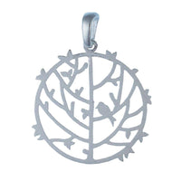 Cargar imagen en el visor de la galería, Silberanhänger matt rund Baum Vogel nickelfrei Anhänger Sterling 925 Silber - chic-net.de
