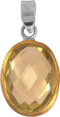 Load image into Gallery viewer, Silberanhänger oval Citrin facettiert vergoldet 925er Sterling Silber Stein gelb Anhänger - chic-net.de
