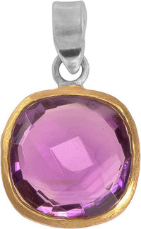 Load image into Gallery viewer, Silberanhänger Quadrat Amethyst facettiert vergoldet 925er Sterling Silber Stein lila Anhänger - chic-net.de
