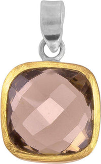 Load image into Gallery viewer, Silberanhänger Quadrat Rauchquarz facettiert vergoldet 925er Sterling Silber Stein braun Anhänger - chic-net.de
