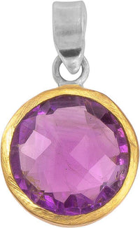 Cargar imagen en el visor de la galería, Silberanhänger rund Amethyst facettiert vergoldet 925er Sterling Silber Stein lila Anhänger - chic-net.de
