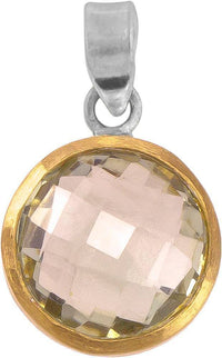 Load image into Gallery viewer, Silberanhänger rund Zitronenquarz facettiert vergoldet 925er Sterling Silber Stein Anhänger - chic-net.de
