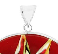 Load image into Gallery viewer, Silberanhänger Spider Paua Muschel Resin Stern rot weiß - chic-net.de
