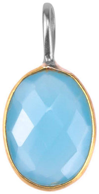 Load image into Gallery viewer, Silberanhänger vergoldet oval Stein Calcit hellblau facettiert 925 Sterling Silber Anhänger - chic-net.de
