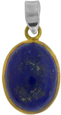 Load image into Gallery viewer, Silberanhänger vergoldet oval Stein Lapis blau Anhänger 925 Sterling Silber Lazuli - chic-net.de
