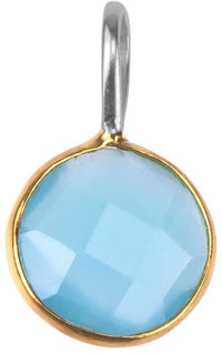 Cargar imagen en el visor de la galería, Silberanhänger vergoldet rund Stein Calcit hellblau facettiert 925 Sterling Silber Anhänger - chic-net.de
