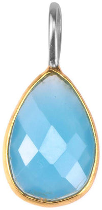 Load image into Gallery viewer, Silberanhänger vergoldet Tropfen Stein Calcit hellblau facettiert 925 Sterling Silber Anhänger - chic-net.de
