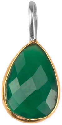 Load image into Gallery viewer, Silberanhänger vergoldet Tropfen Stein Onyx grün facettiert 925 Sterling Silber Anhänger - chic-net.de
