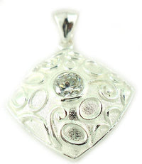 Cargar imagen en el visor de la galería, Silberanhänger weiß Zirkonia Raute Muster gewölbt 925er Sterling Silber Glitzer Anhänger Damen - chic-net.de
