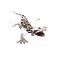 Load image into Gallery viewer, Silberanstecker Silberbrosche Unisex Schmuck Anstecker Brosche 925 Sterling Silber Gekko Spiral Muster Maul offen - chic-net.de
