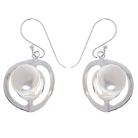 Cargar imagen en el visor de la galería, silberne Kreise Perlenohrringe Zuchtperle 925er Sterling Silber Perlen Ohrringe 18 mm - chic-net.de
