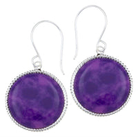 Cargar imagen en el visor de la galería, Silberohrhänger kreisförmig 14 mm Scheibe lila Stein Seilrand 925 Sterlingsilber - chic-net.de
