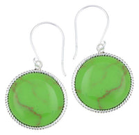 Load image into Gallery viewer, Silberohrhänger kreisförmig 18 mm Scheibe grün Stein Seilrand 925 Sterlingsilber - chic-net.de
