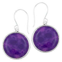 Cargar imagen en el visor de la galería, Silberohrhänger kreisförmig 18 mm Scheibe lila Stein Seilrand 925 Sterlingsilber - chic-net.de
