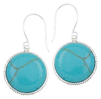 Load image into Gallery viewer, Silberohrhänger kreisförmig Scheibe Türkis hell Seilrand 14 mm 925 Sterlingsilber - chic-net.de

