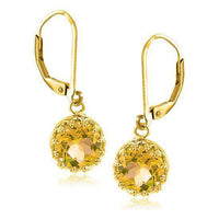 Load image into Gallery viewer, Silberohrringe Krone rund Citrin gelb facettiert 1 micron vergoldet 925er Sterling Silber 10 mm Ohrringe - chic-net.de
