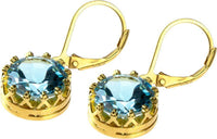 Load image into Gallery viewer, Silberohrringe Krone rund Topas blau facettiert 1 micron vergoldet 925er Sterling Silber 10 mm - chic-net.de
