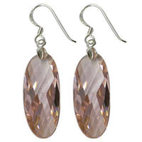 Cargar imagen en el visor de la galería, Silberohrringe Ohrringe oval facettiert rosa Zirkonia gebogen 36 mm Sterlingsilber 925 - chic-net.de
