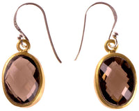 Load image into Gallery viewer, Silberohrringe oval Rauchquarz facettiert vergoldet 925er Sterling Silber Stein braun - chic-net.de
