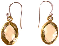 Load image into Gallery viewer, Silberohrringe oval Zitronenquarz facettiert vergoldet 925er Sterling Silber Stein gelb grün - chic-net.de

