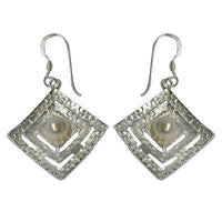 Load image into Gallery viewer, Silberohrringe Perle Rauten 925er Silber Ohrringe Ohrhänger Damen Schmuck - chic-net.de
