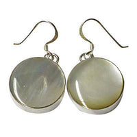 Load image into Gallery viewer, Silberohrringe Perlmutt Silber rund 925er Sterling 15mmØ Rückseite offen - chic-net.de
