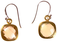 Load image into Gallery viewer, Silberohrringe Quadrat Citrin facettiert vergoldet 925er Sterling Silber Stein gelb - chic-net.de
