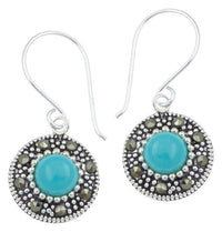 Cargar imagen en el visor de la galería, Silberohrringe rund 11 mm hell Türkis Silberrrand Glitzer 925 Sterlingsilber Ohrringe - chic-net.de
