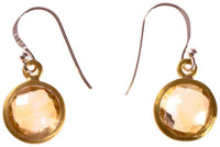 Load image into Gallery viewer, Silberohrringe rund Citrin facettiert vergoldet 925er Sterling Silber Stein gelb - chic-net.de
