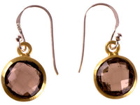 Load image into Gallery viewer, Silberohrringe rund Rauchquarz facettiert vergoldet 925er Sterling Silber Stein braun - chic-net.de
