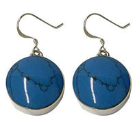 Load image into Gallery viewer, Silberohrringe, Türkis, in Silber eingefasst, rund, 925er Sterlingsilber-Bügel, 15mmØ - chic-net.de
