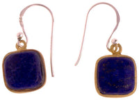 Load image into Gallery viewer, Silberohrringe vergoldet eckig Stein Lapis blau Ohrringe 925 Sterling Silber Lazuli - chic-net.de
