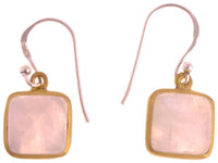 Load image into Gallery viewer, Silberohrringe vergoldet eckig Stein Mondstein weiß Ohrringe 925 Sterling Silber - chic-net.de

