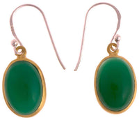 Load image into Gallery viewer, Silberohrringe vergoldet oval Stein Onyx grün Ohrringe 925 Sterling Silber - chic-net.de
