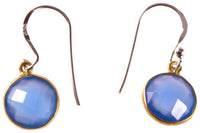 Load image into Gallery viewer, Silberohrringe vergoldet rund Stein Calcit blau facettiert 925 Sterling Silber Ohrringe - chic-net.de
