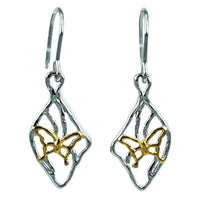 Cargar imagen en el visor de la galería, Silberohrringe vergoldet Schmetterling silber gold  Raute 925er Sterlingsilber - chic-net.de
