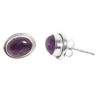 Load image into Gallery viewer, Silberohrstecker Amethyst oval Ohrringe Ohrstecker Damen Ohrring Stecker 925er Sterling Silber - chic-net.de
