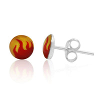 Load image into Gallery viewer, Silberohrstecker Flammen gelb rot Ohrstecker Glas Sterling Silber Unisex Ohrringe Schmuck - chic-net.de
