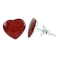 Load image into Gallery viewer, Silberohrstecker Herz rot 8 x 10 mm Ohrstecker Koralle 925er Sterling Silber Damen Form - chic-net.de

