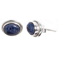 Load image into Gallery viewer, Silberohrstecker Lapislazuli oval Ohrringe Ohrstecker Damen Ohrring Stecker 925er Sterling Silber - chic-net.de
