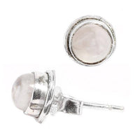 Cargar imagen en el visor de la galería, Silberohrstecker Mondstein rund Ohrringe Ohrstecker Damen Ohrring Stecker 925er Sterling Silber - chic-net.de
