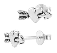 Load image into Gallery viewer, Silberohrstecker Ohrstecker 925er Sterling Silber Schmuck Ohrringe Herz Pfeil - chic-net.de
