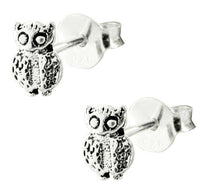 Load image into Gallery viewer, Silberohrstecker Ohrstecker Ohrringe Damen 925er Sterling Silber Schmuck Eule mit Einkerbungen - chic-net.de
