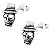 Load image into Gallery viewer, Silberohrstecker Ohrstecker Ohrringe Unisex 925er Sterling Silber Schmuck Totenkopf mit Hut - chic-net.de
