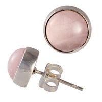 Cargar imagen en el visor de la galería, Silberohrstecker Rosenquarz rund Silberfassung Damen Ohrstecker 925er Sterling Silber - chic-net.de

