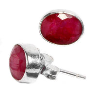 Load image into Gallery viewer, Silberohrstecker Rubin oval 10 mm Ohrringe Ohrstecker Damen Ohrring Stecker 925er Sterling Silber - chic-net.de
