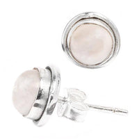 Load image into Gallery viewer, Silberohrstecker rund Mondstein 9 mm Ohrringe Ohrstecker Damen Ohrring Stecker 925er Sterling Silber - chic-net.de
