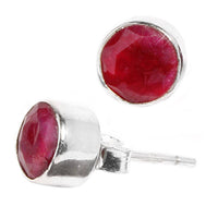 Load image into Gallery viewer, Silberohrstecker rund Rubin Ohrringe Ohrstecker Damen Ohrring Stecker 925er Sterling Silber - chic-net.de
