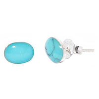 Load image into Gallery viewer, Silberohrstecker Türkis oval 7 mm Ohrringe Ohrstecker Damen Ohrring Stecker 925er Sterling Silber - chic-net.de
