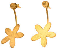 Load image into Gallery viewer, Silberohrstecker vergoldet Blume gebürstet lang Ohrstecker 925er Sterlingsilber Perle - chic-net.de
